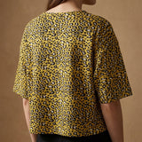 Yellow Leopard Jersey Knit, Viscose