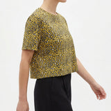 Yellow Leopard Jersey Knit, Viscose