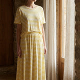 Yellow Horizontal-Stripe Knit, Poly-Linen