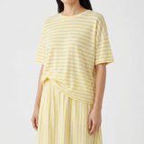 Yellow Horizontal-Stripe Knit, Poly-Linen