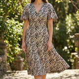 Black Floral Interlock Knit, Cotton-Metallic