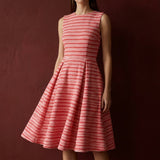 Red Horizontal-Stripe French Terry, Poly-Cotton, 282 gsm