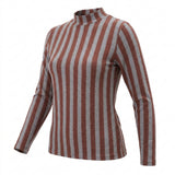 Brown Irregular-Stripe Jersey Knit, Polyester