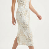 White Sequin Lace, Polyester