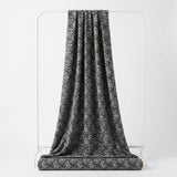 Black Geometric Interlock Knit, Polyester, 220 gsm