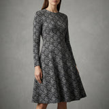 Black Geometric Interlock Knit, Polyester, 220 gsm