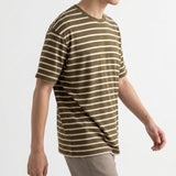 Olive Horizontal-Stripe Jersey Knit, Polyester