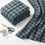Black Textured-Plaid Interlock Knit, Polyester