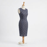 Jacquard Polyester Metallic Knit Fabric, 150 gsm, 161 cm — Navy