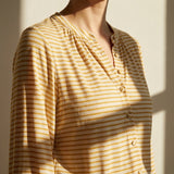 Gold Horizontal-Stripe Jersey Knit, Viscose