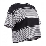 Black Horizontal-Stripe Jersey Knit, Cotton-Modal, 135 gsm