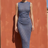 Blue Textured Chunky Knit, Poly-Cotton
