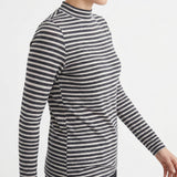 Black Horizontal-Stripe Jersey Knit, Viscose-Poly, 155 gsm