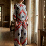 Dark Blue Chevrons Woven, Ramie-Cotton