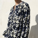 Dark Blue Abstract Jersey Knit, Polyester