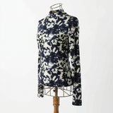 Dark Blue Abstract Jersey Knit, Polyester