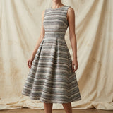 White Horizontal-Stripe Jacquard, Poly-Cotton, 323 gsm