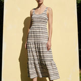 Cream Horizontal-Stripe Jacquard, Poly-Cotton, 231 gsm