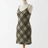 Gold Check Chunky Knit, Poly-Metallic