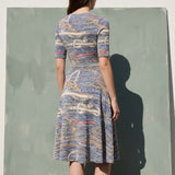 Blue Abstract Chunky Knit, Viscose-Poly