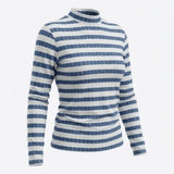 Blue Horizontal-Stripe Jersey Knit, Polyester, 218 gsm