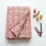 Pink Plaid Chunky Knit, Poly-Cotton