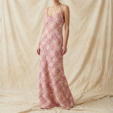 Pink Plaid Chunky Knit, Poly-Cotton