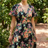 Pink Bold-Floral Canvas, Poly-Cotton