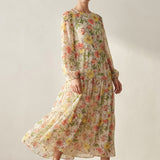 Pink Flowers Chiffon, Polyester, 90 gsm