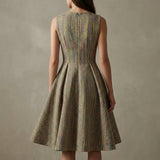 Khaki Houndstooth Mesh, Polyester