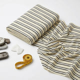 Cream Vertical-Stripe Mesh, Cotton-Poly