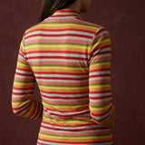 Multicolor Horizontal-Stripe Jersey Knit, Viscose-Poly