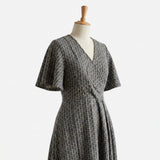 Dark Grey Geometric-Grid Chunky Knit, Poly-Cotton