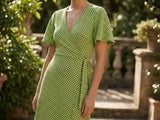Lime Geometric Jacquard, Poly-Viscose