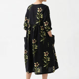 Cream Floral Linen-Look, Polyester