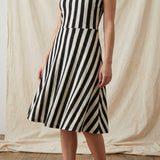 Black Vertical-Stripe French Terry, Polyester