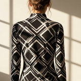 Black Brushstroke Jersey Knit, Polyester