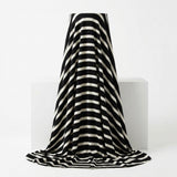 Black Horizontal-Stripe Jersey Knit, Viscose, 185 gsm