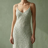 Light Green Geometric-Grid Chunky Knit