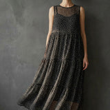 White Dots Chiffon, Polyester, 60 gsm