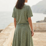 Light Green Heathered-Marl Jersey Knit, Poly-Linen