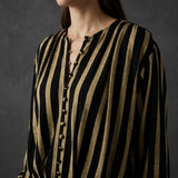 Black Vertical-Stripe Jersey Knit, Viscose, 155 gsm