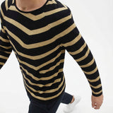 Black Vertical-Stripe Jersey Knit, Viscose, 155 gsm