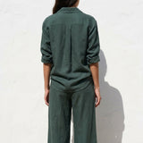 100% Polyester Linen-Look Fabric, 125 gsm, 145 cm — Green