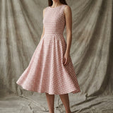 Pink Check Seersucker, Cotton-Poly