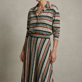 Black Vertical-Stripe Rib Knit, Poly-Viscose, 200 gsm