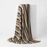 Black Vertical-Stripe Rib Knit, Poly-Viscose, 200 gsm
