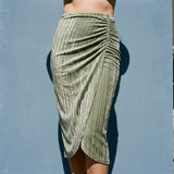 Sage Textured-Stripe Velvet, Polyester