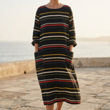 Yellow Horizontal-Stripe Linen-Look, Polyester