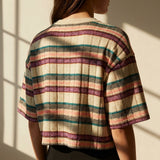 Pink Vertical-Stripe Rib Knit, Poly-Viscose, 190 gsm